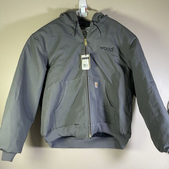 New Carhartt  Hooded Insulated Jacket Gray 103940 GVL Men’s XL Wood Logo - Picture 1 of 15